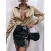 imageMakeMeChic Womens Satin Silk Long Sleeve Blouse Button Down Shirt Casual TopChampagne B