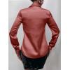 imageMakeMeChic Womens Satin Silk Long Sleeve Blouse Button Down Shirt Casual TopCoral Pink
