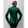 imageMakeMeChic Womens Satin Silk Long Sleeve Blouse Button Down Shirt Casual TopDark Green