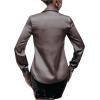 imageMakeMeChic Womens Satin Silk Long Sleeve Blouse Button Down Shirt Casual TopDark Grey B