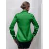 imageMakeMeChic Womens Satin Silk Long Sleeve Blouse Button Down Shirt Casual TopGreen B