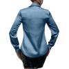 imageMakeMeChic Womens Satin Silk Long Sleeve Blouse Button Down Shirt Casual TopLight Blue