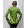 imageMakeMeChic Womens Satin Silk Long Sleeve Blouse Button Down Shirt Casual TopLime Green