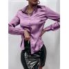 imageMakeMeChic Womens Satin Silk Long Sleeve Blouse Button Down Shirt Casual TopMauve Purple