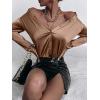 imageMakeMeChic Womens Satin Silk Long Sleeve Blouse Button Down Shirt Casual TopMocha Brown