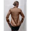 imageMakeMeChic Womens Satin Silk Long Sleeve Blouse Button Down Shirt Casual TopMocha Brown