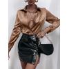 imageMakeMeChic Womens Satin Silk Long Sleeve Blouse Button Down Shirt Casual TopMocha Brown