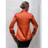 imageMakeMeChic Womens Satin Silk Long Sleeve Blouse Button Down Shirt Casual TopOrange B