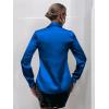 imageMakeMeChic Womens Satin Silk Long Sleeve Blouse Button Down Shirt Casual TopRoyal Blue