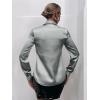 imageMakeMeChic Womens Satin Silk Long Sleeve Blouse Button Down Shirt Casual TopSilver