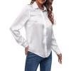 imageMakeMeChic Womens Satin Silk Long Sleeve Blouse Button Down Shirt Casual TopWhite a