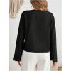 imageMakeMeChic Womens Tie Front Tops Bell Sleeve Y2k Deep V Neck Linen Shirt BlouseBlack B