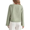 imageMakeMeChic Womens Tie Front Tops Bell Sleeve Y2k Deep V Neck Linen Shirt BlouseGreen