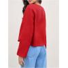 imageMakeMeChic Womens Tie Front Tops Bell Sleeve Y2k Deep V Neck Linen Shirt BlouseRed