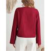 imageMakeMeChic Womens Tie Front Tops Bell Sleeve Y2k Deep V Neck Linen Shirt BlouseRed B