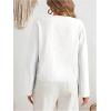 imageMakeMeChic Womens Tie Front Tops Bell Sleeve Y2k Deep V Neck Linen Shirt BlouseWhite B