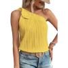imageMakeMeChic Womens Casual Knot One Shoulder Sleeveless Solid Blouse Summer TopsYellow