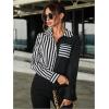 imageMakeMeChic Womens Casual Striped Button Down Long Sleeve Shirts Blouse TopBlack White Striped