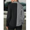 imageMakeMeChic Womens Casual Striped Button Down Long Sleeve Shirts Blouse TopBlack White Striped