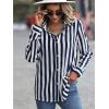 imageMakeMeChic Womens Casual Striped Button Down Long Sleeve Shirts Blouse TopNavy Blue Striped