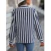 imageMakeMeChic Womens Casual Striped Button Down Long Sleeve Shirts Blouse TopNavy Blue Striped