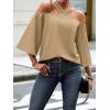 imageMakeMeChic Womens Cold Shoulder Blouse Halter Flare 34 Sleeve Loose Shirt Summer Dressy TopApricot