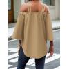 imageMakeMeChic Womens Cold Shoulder Blouse Halter Flare 34 Sleeve Loose Shirt Summer Dressy TopApricot