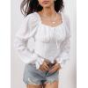 imageMakeMeChic Womens Renaissance Peasant Corset Tops Puff Long Sleeve Ruched Bust Ruffled Peplum Sweetheart BlouseWhite