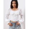 imageMakeMeChic Womens Renaissance Peasant Corset Tops Puff Long Sleeve Ruched Bust Ruffled Peplum Sweetheart BlouseWhite