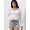 imageMakeMeChic Womens Renaissance Peasant Corset Tops Puff Long Sleeve Ruched Bust Ruffled Peplum Sweetheart BlouseWhite