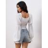 imageMakeMeChic Womens Renaissance Peasant Corset Tops Puff Long Sleeve Ruched Bust Ruffled Peplum Sweetheart BlouseWhite