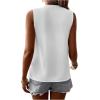 imageMakeMeChic Womens Ruffle Layer Button Down Shirt V Neck Sleeveless BlouseWhite