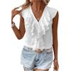 imageMakeMeChic Womens Ruffle Layer Button Down Shirt V Neck Sleeveless BlouseWhite