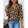 imageMakeMeChic Womens Cheetah Print Top 34 Sleeve Leopard Print Tops Button Down Shirt BlouseBrown