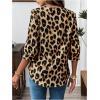imageMakeMeChic Womens Cheetah Print Top 34 Sleeve Leopard Print Tops Button Down Shirt BlouseBrown