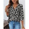 imageMakeMeChic Womens Cheetah Print Top 34 Sleeve Leopard Print Tops Button Down Shirt BlouseGrey