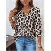 imageMakeMeChic Womens Cheetah Print Top 34 Sleeve Leopard Print Tops Button Down Shirt BlouseKhaki