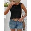 imageMakeMeChic Womens Floral Lace Blouse Crew Neck Sleeveless Summer Tank TopsBlack