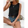 imageMakeMeChic Womens Floral Lace Blouse Crew Neck Sleeveless Summer Tank TopsBlack
