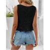 imageMakeMeChic Womens Floral Lace Blouse Crew Neck Sleeveless Summer Tank TopsBlack