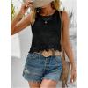 imageMakeMeChic Womens Floral Lace Blouse Crew Neck Sleeveless Summer Tank TopsBlack