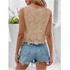 imageMakeMeChic Womens Floral Lace Blouse Crew Neck Sleeveless Summer Tank TopsKhaki