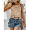 imageMakeMeChic Womens Floral Lace Blouse Crew Neck Sleeveless Summer Tank TopsKhaki