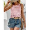 imageMakeMeChic Womens Floral Lace Blouse Crew Neck Sleeveless Summer Tank TopsPink