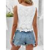 imageMakeMeChic Womens Floral Lace Blouse Crew Neck Sleeveless Summer Tank TopsWhite