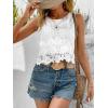 imageMakeMeChic Womens Floral Lace Blouse Crew Neck Sleeveless Summer Tank TopsWhite