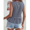 imageMakeMeChic Womens Gingham Tank Tops Plaid Crew Neck Sleeveless Ruffle Hem Summer Casual Blouse ShirtBlack and White