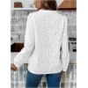 imageMakeMeChic Womens Going Out Tops Eyelet Embroidery Button Down Shirts Long Sleeve V Neck Blouse TopsWhite