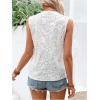 imageMakeMeChic Womens Guipure Lace Trim Eyelet Embroidery Blouse V Neck Sleeveless Blouses TopWhite