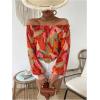 imageMakeMeChic Womens Off Shoulder Blouse Lantern Long Sleeve Frill Trim Floral Print Shirt TopsMulticolor